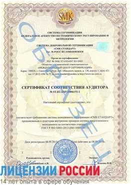 Образец сертификата соответствия аудитора №ST.RU.EXP.00006191-1 Чапаевск Сертификат ISO 50001