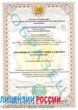 Образец сертификата соответствия аудитора №ST.RU.EXP.00014300-1 Чапаевск Сертификат OHSAS 18001