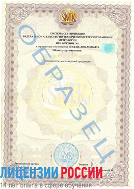Образец сертификата соответствия (приложение) Чапаевск Сертификат ISO 22000